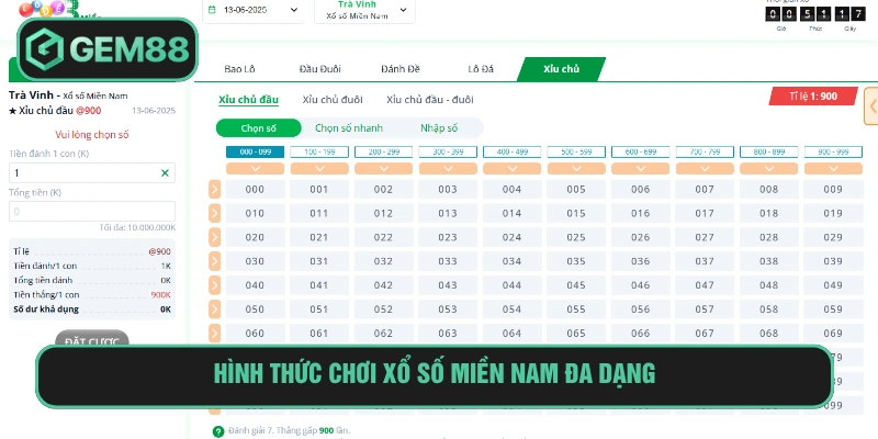 Xổ Số Miền Nam Gem88 Chơi Lô Đề Nhận Thưởng Lớn 2025 Bet thủ lựa chọn hình thức chơi lô đề miền Nam thắng lớn