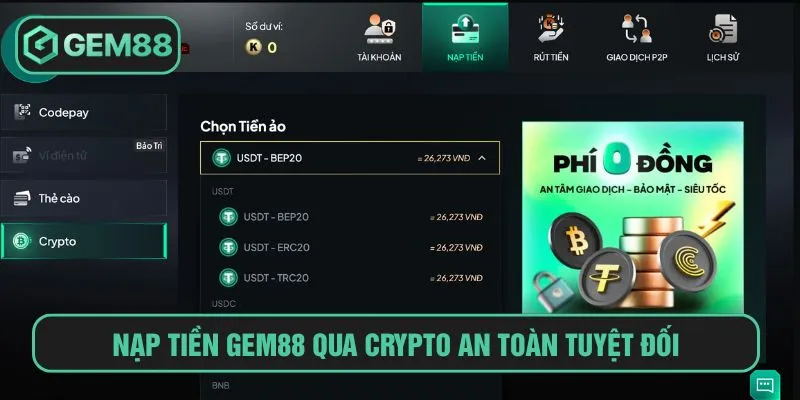 Cách Nạp Tiền Gem88 Nhanh Qua Nhiều Phương Thức Nạp tiền Gem88 qua crypto an toàn tuyệt đối