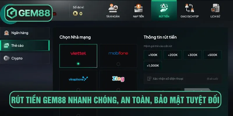 Rút tiền Gem88