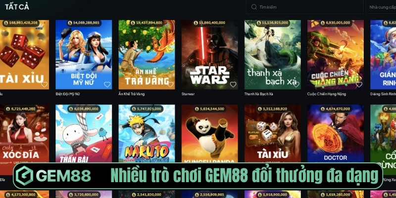 Nhiều trò chơi Gem88 đổi thưởng đa dạng